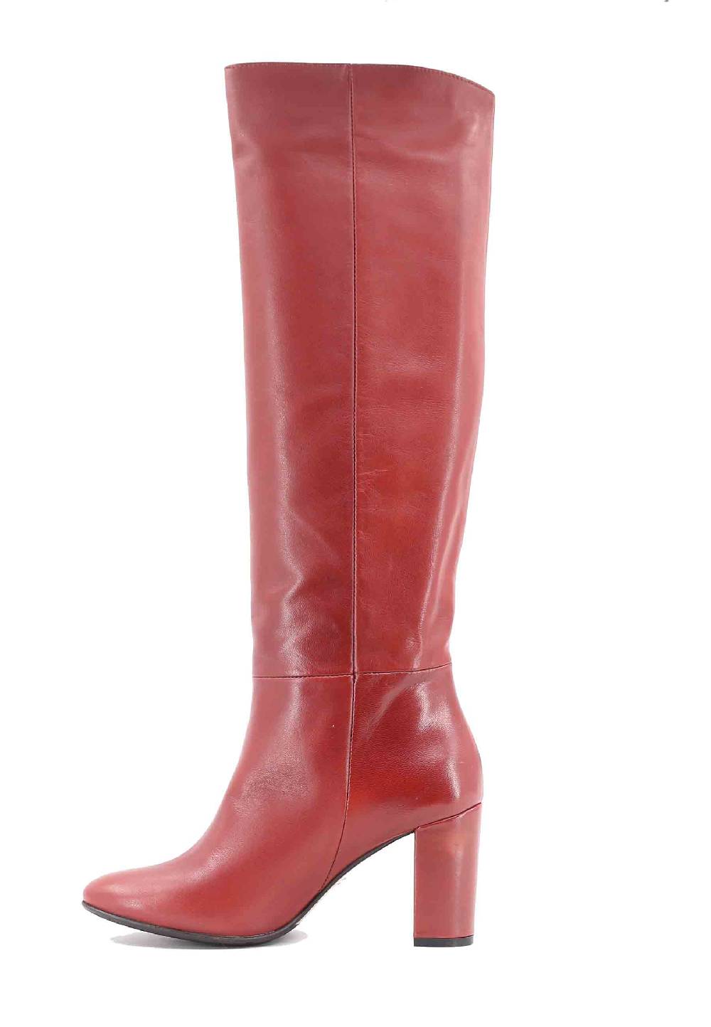 L'ARIANNA Stivali ST1689 A Tubo In Pelle Mattone Con Punta Tonda