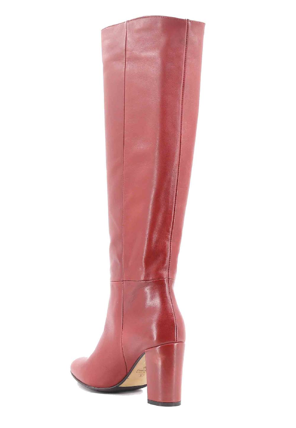 L'ARIANNA Stivali ST1689 A Tubo In Pelle Mattone Con Punta Tonda