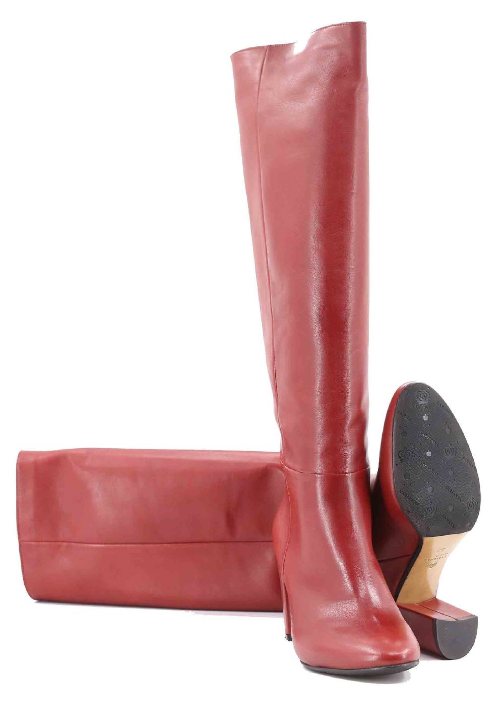 L'ARIANNA Stivali ST1689 A Tubo In Pelle Mattone Con Punta Tonda