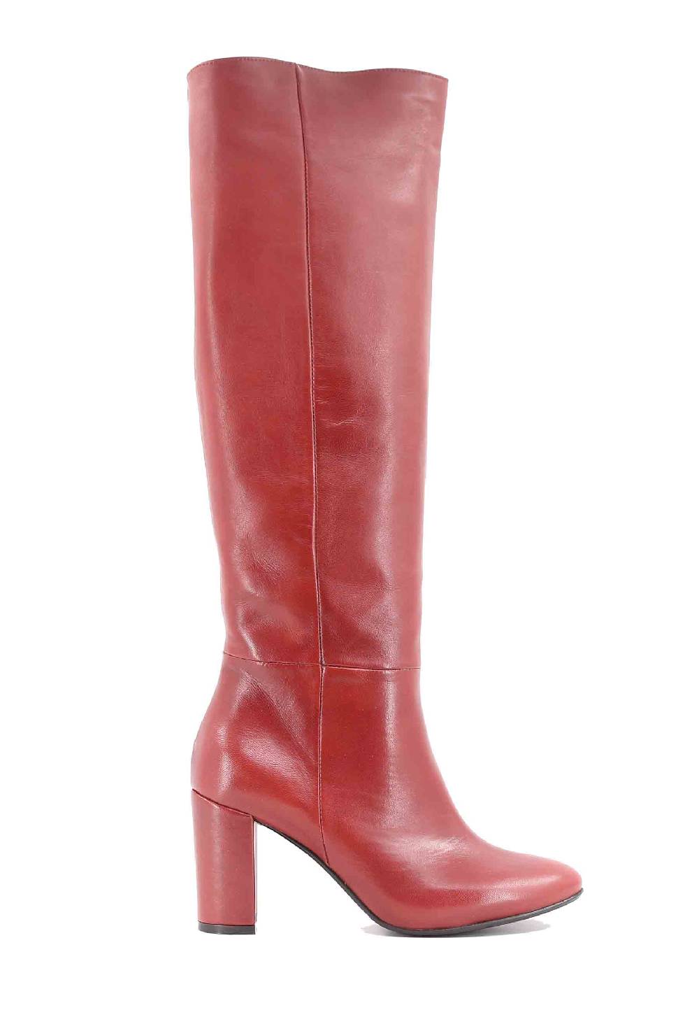 L'ARIANNA Stivali ST1689 a tubo in pelle mattone con punta tonda