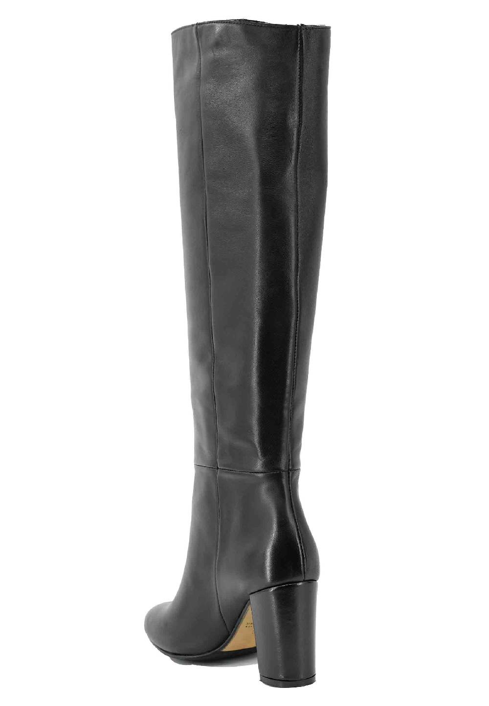 L'ARIANNA Stivali ST1689 A Tubo In Pelle Nera Con Punta Tonda