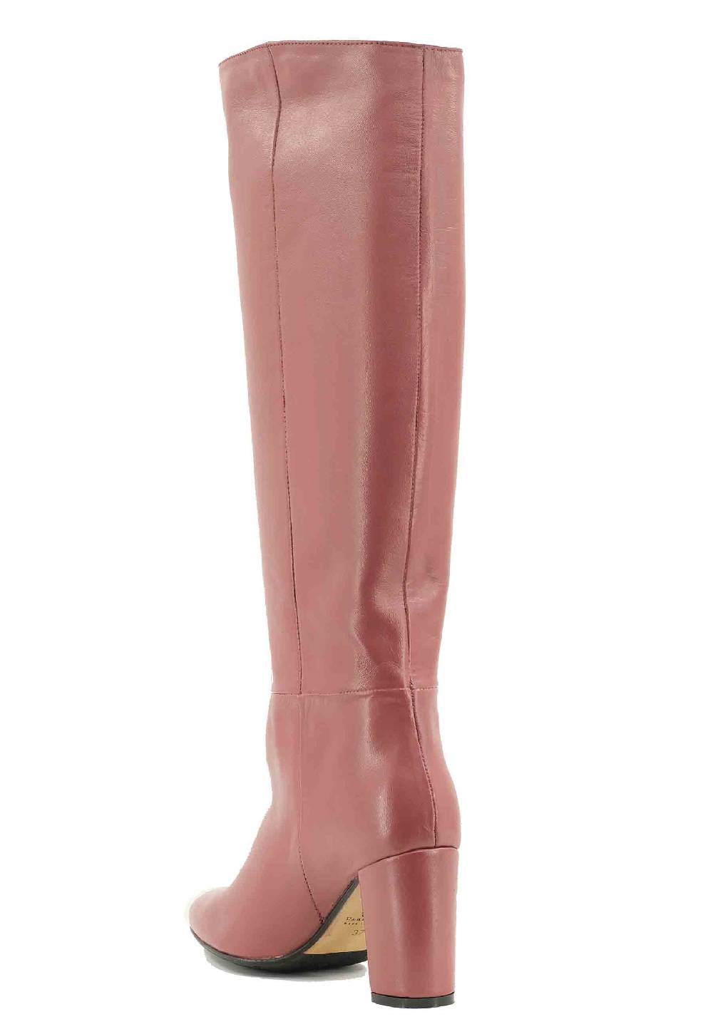 L'ARIANNA Stivali ST1689 A Tubo In Pelle Rosa Antico Con Punta Tonda