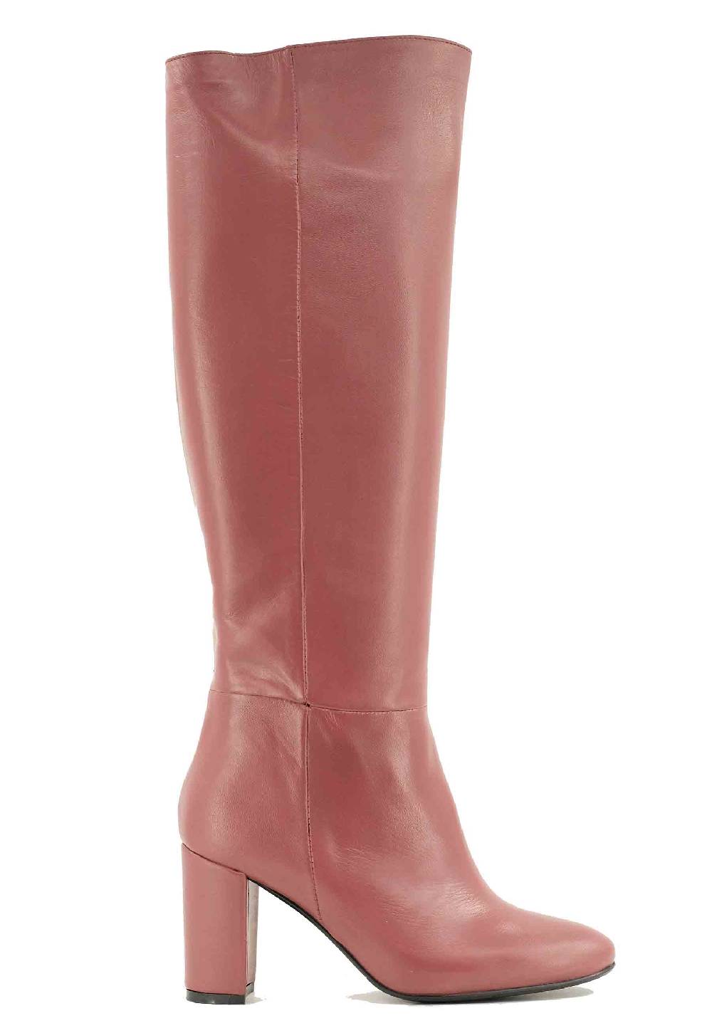 L'ARIANNA Stivali ST1689 a tubo in pelle rosa antico con punta tonda