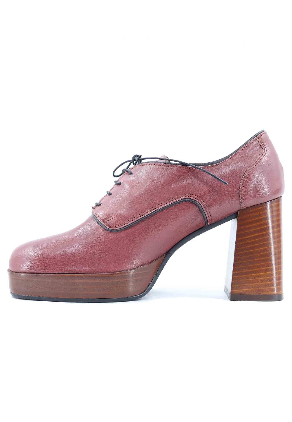 L'ARIANNA Stringate AL1700 Donna In Pelle Rosa Antico Con Tacco E Plateau In Cuoio