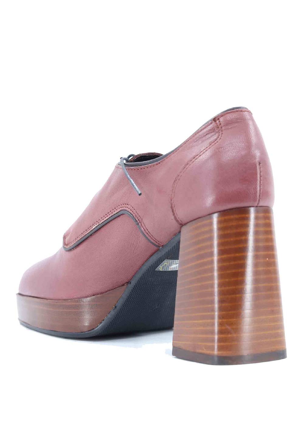 L'ARIANNA Stringate AL1700 Donna In Pelle Rosa Antico Con Tacco E Plateau In Cuoio