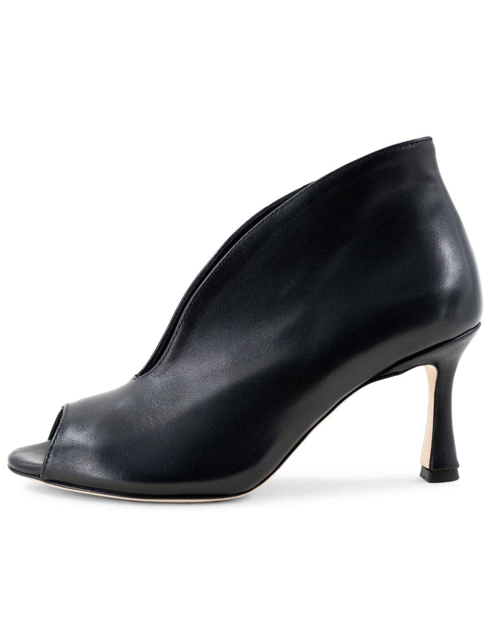 L'ARIANNA Tronchetti Sp8004 Open Toe Donna In Pelle Nera Con Tacco Alto