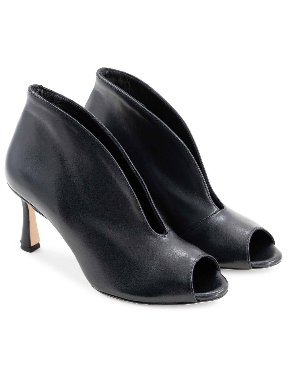 L'ARIANNA Tronchetti Sp8004 Open Toe Donna In Pelle Nera Con Tacco Alto