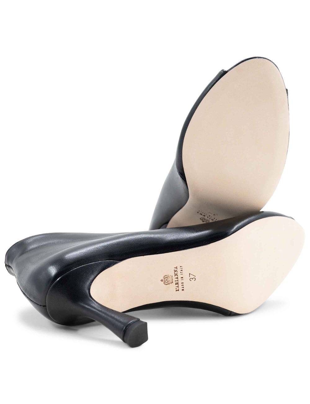 L'ARIANNA Tronchetti Sp8004 Open Toe Donna In Pelle Nera Con Tacco Alto