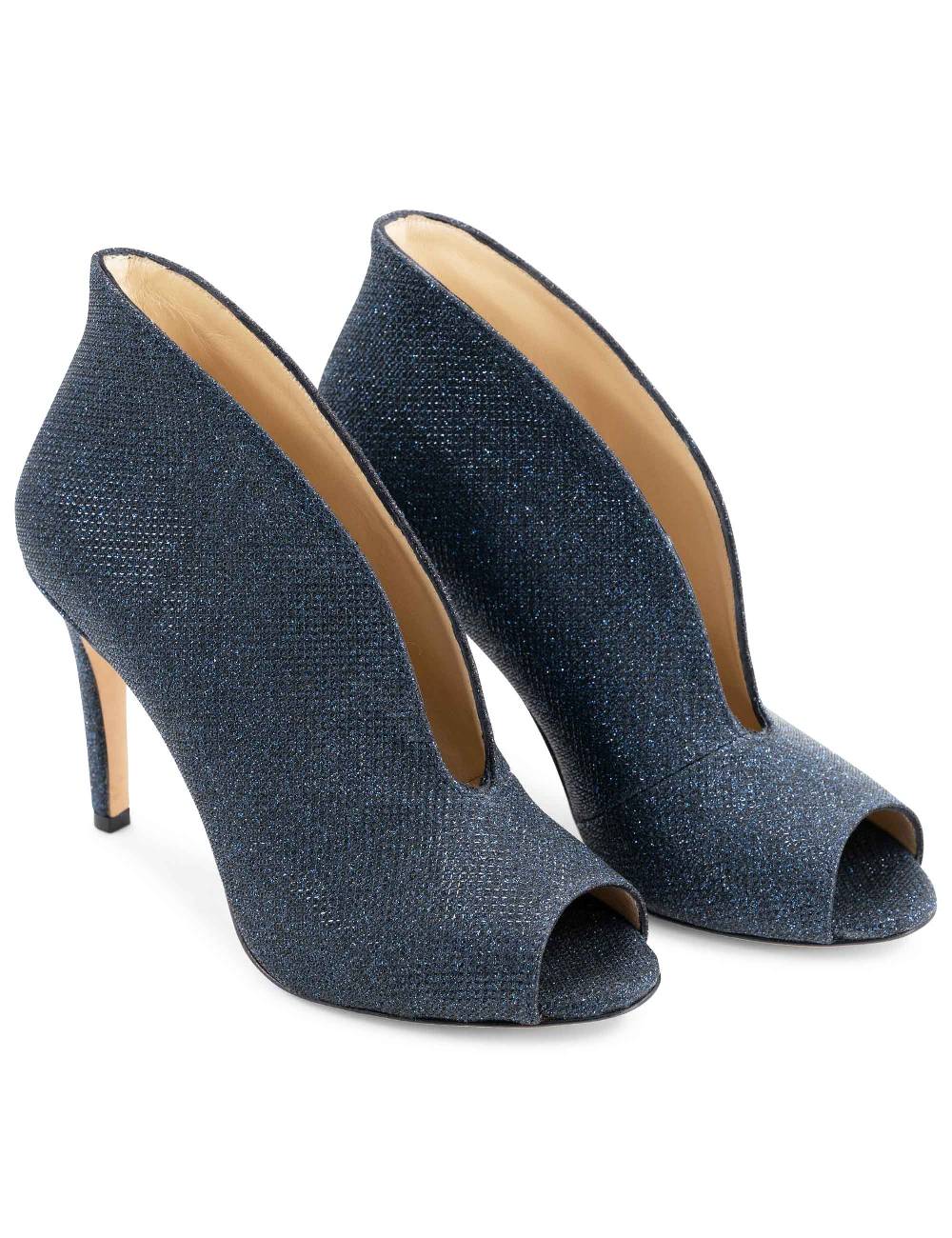 L'ARIANNA Tronchetto Sp8004 Open Toe Donna Intessuto Luminor Blu Con Tacco Alto