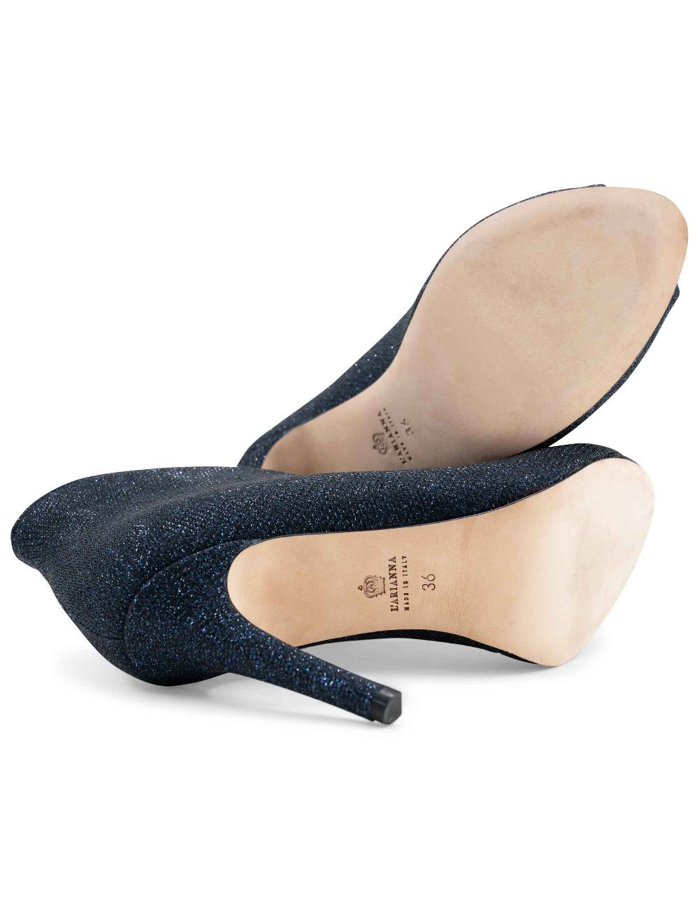 L'ARIANNA Tronchetto Sp8004 Open Toe Donna Intessuto Luminor Blu Con Tacco Alto