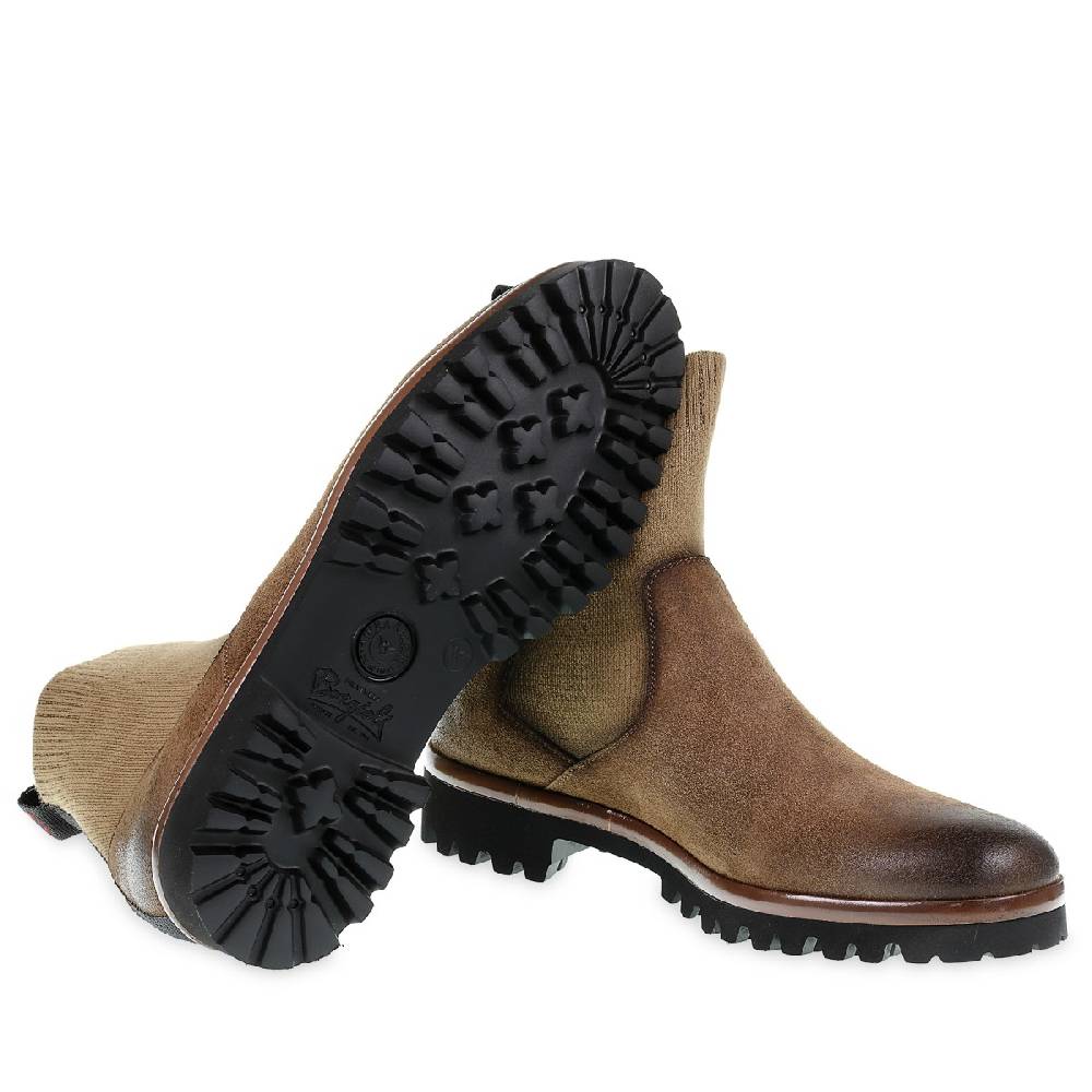 Lartigiano Del Cuoio Chelsea In Camoscio Marrone Ingrassato E Cashmere - Fratelli Borgioli