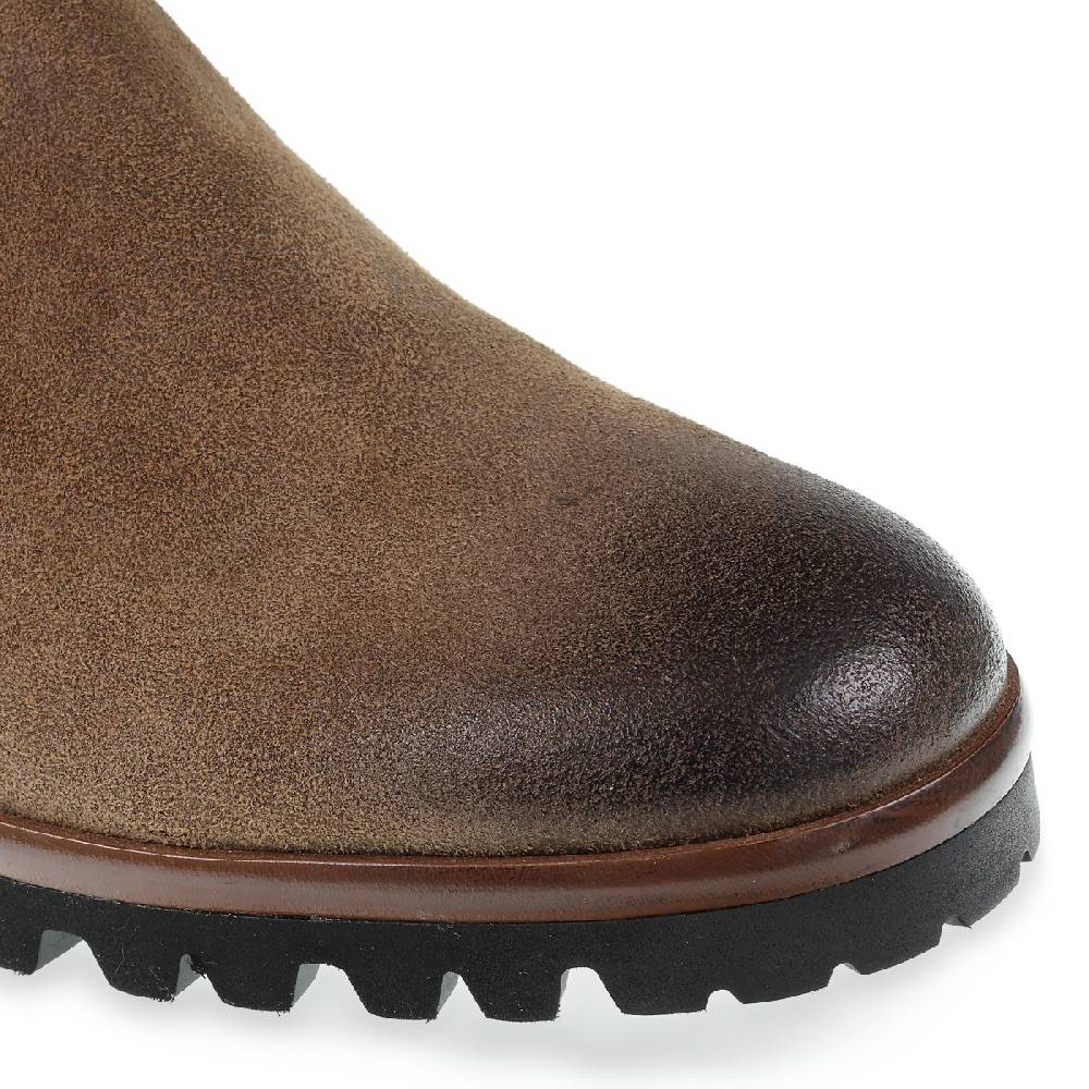 Lartigiano Del Cuoio Chelsea In Camoscio Marrone Ingrassato E Cashmere - Fratelli Borgioli