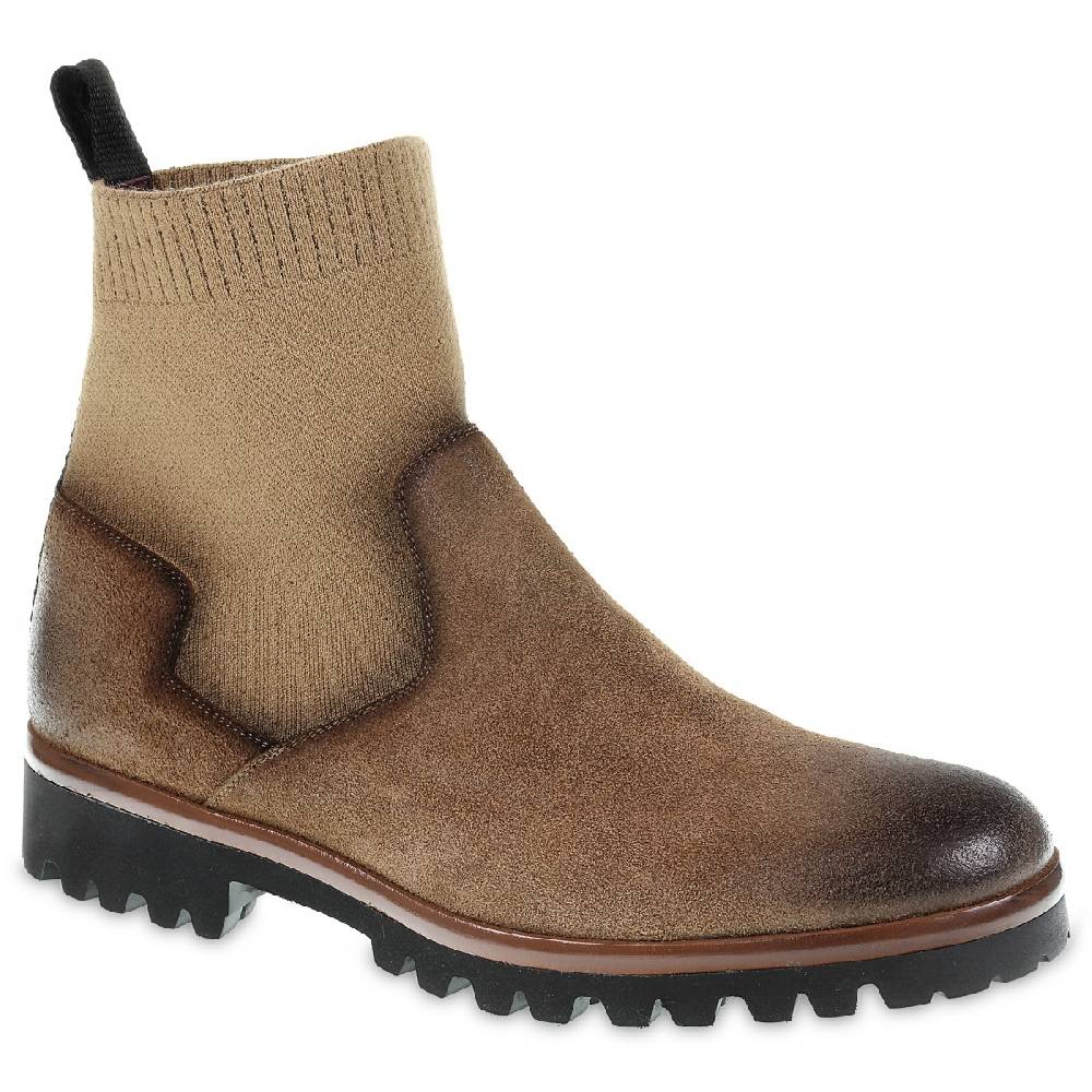 Lartigiano Del Cuoio Chelsea In Camoscio Marrone Ingrassato E Cashmere - Fratelli Borgioli