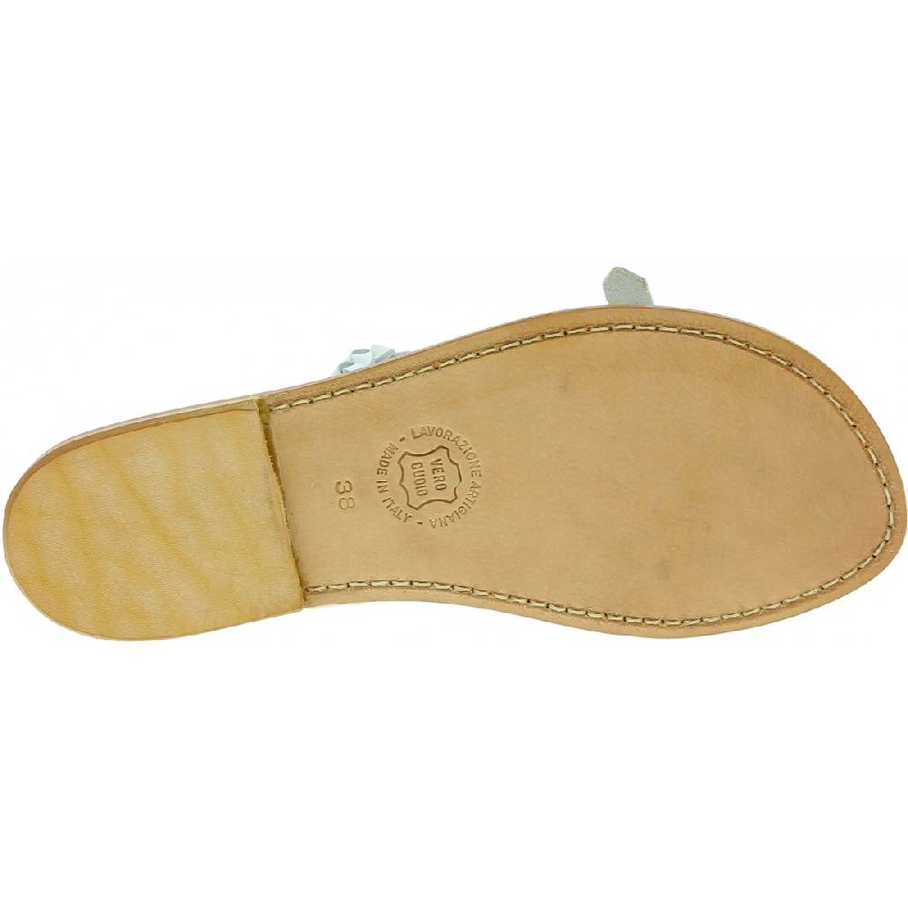 Lartigiano Del Cuoio Ciabatta Donna Artigianali In Pelle Intrecciata Bianca