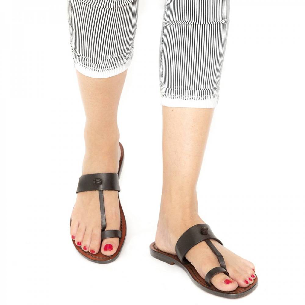 Lartigiano Del Cuoio Ciabatta Donna Infradito In Pelle Color Testa Di Moro