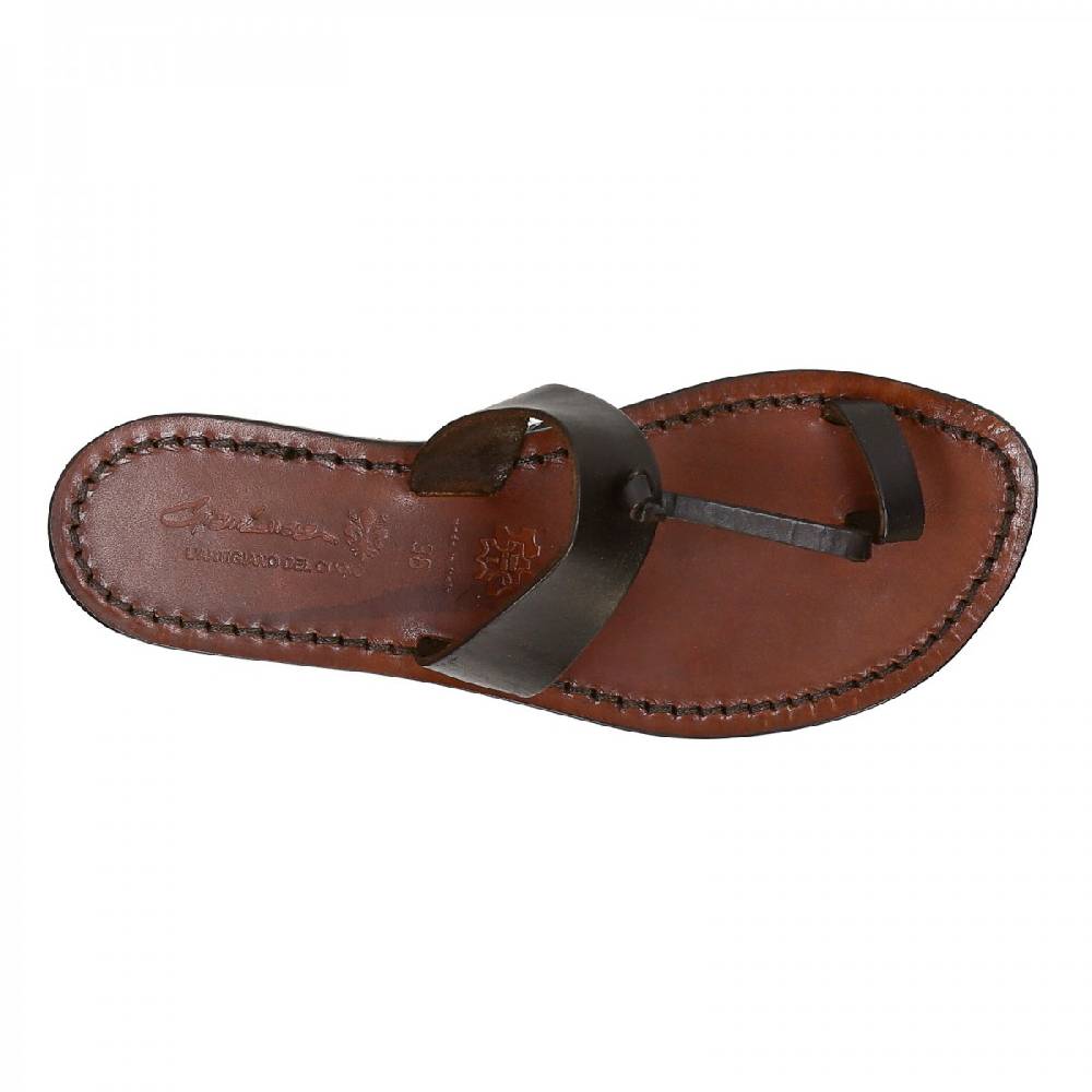 Lartigiano Del Cuoio Ciabatta Donna Infradito In Pelle Color Testa Di Moro