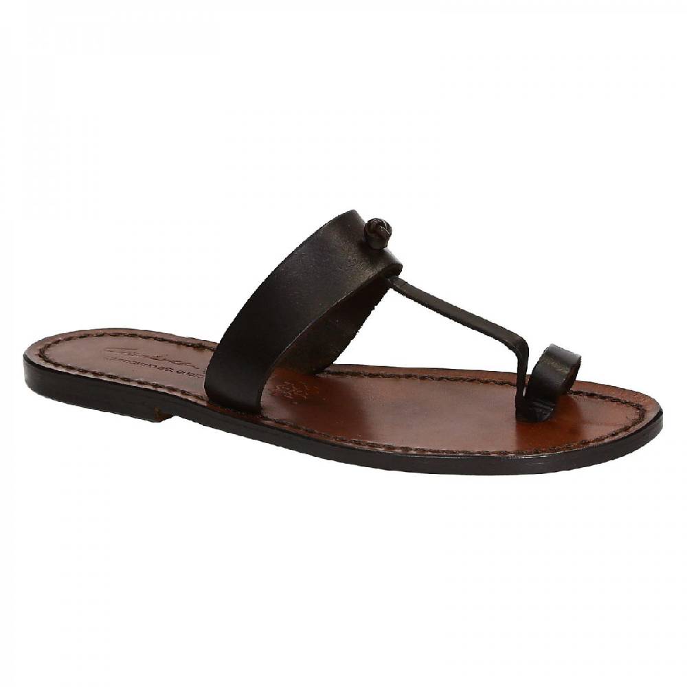 Lartigiano Del Cuoio Ciabatta donna infradito in pelle color testa di moro