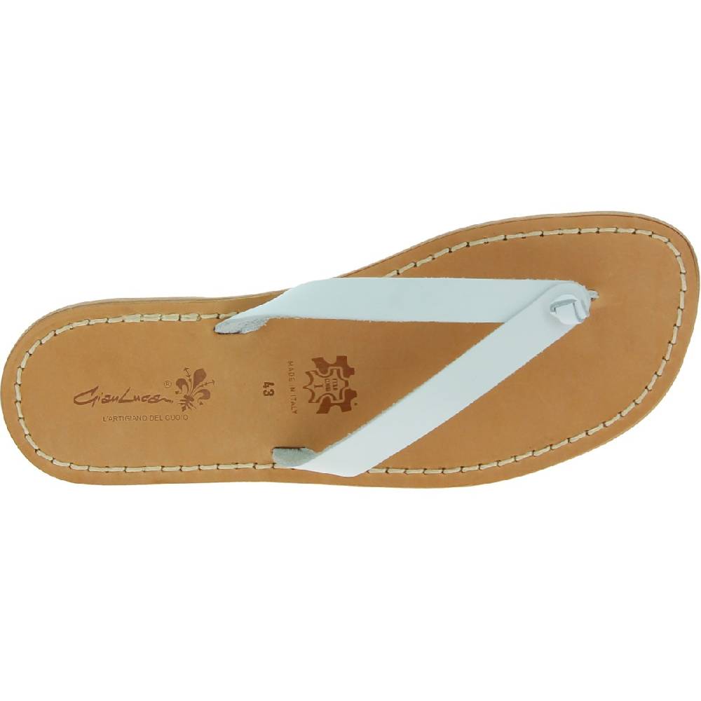 Lartigiano Del Cuoio Ciabatte A Infradito Uomo In Pelle Bianca Artigianali