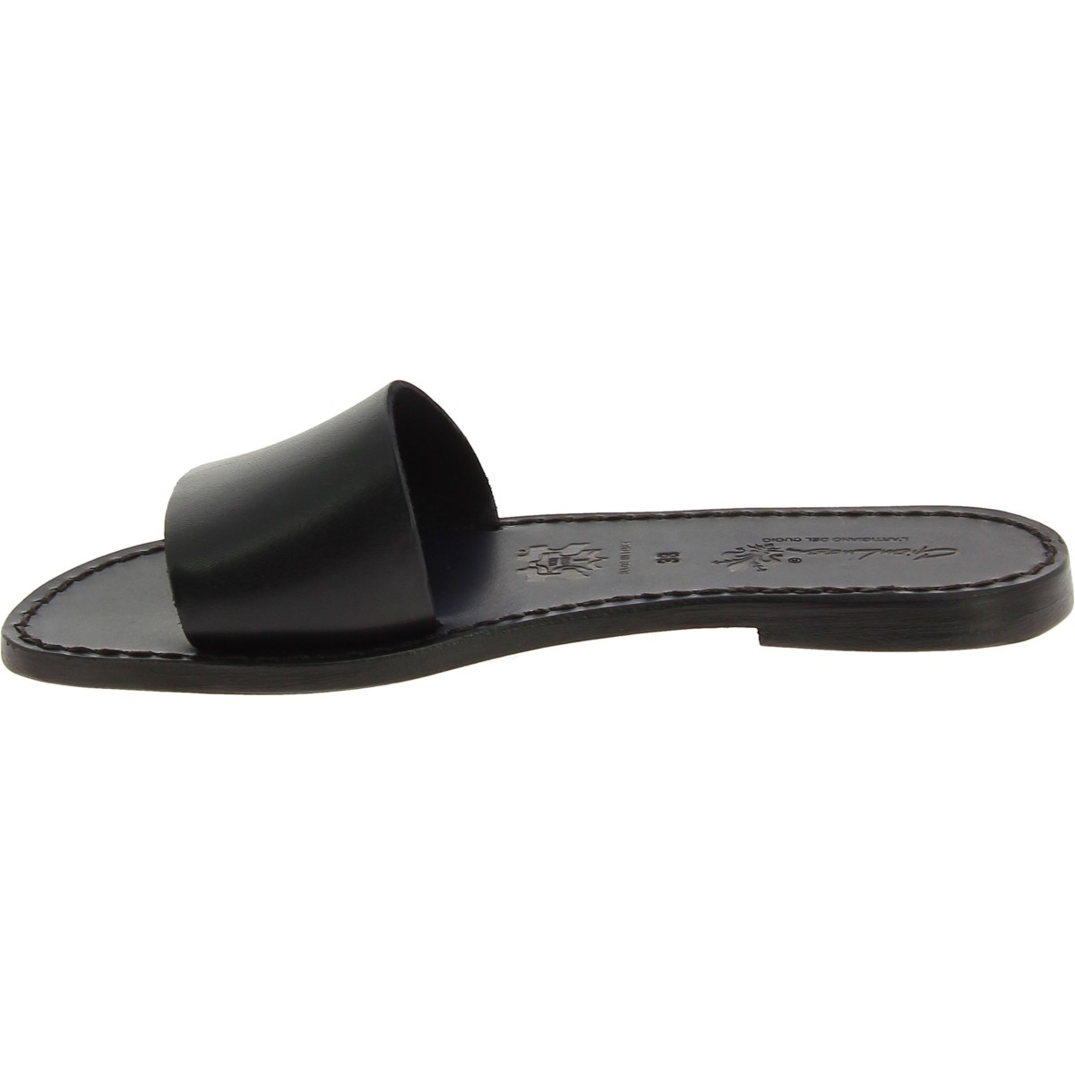 Lartigiano Del Cuoio Ciabatte Da Donna In Pelle Di Vitello Nero Artigianali