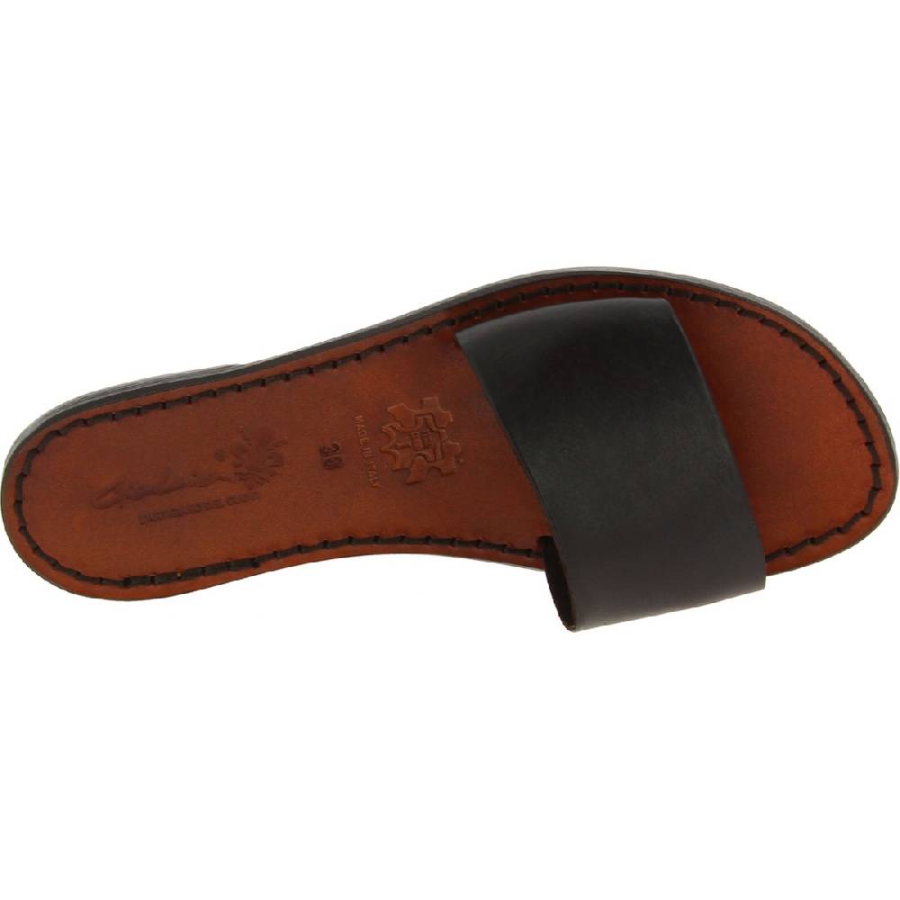 Lartigiano Del Cuoio Ciabatte Da Donna In Pelle Marrone Scuro Artigianali