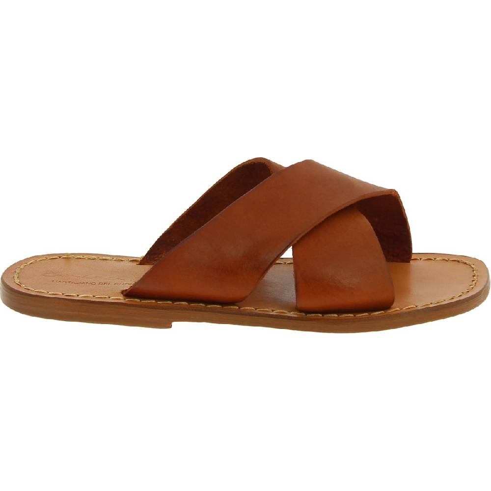 Lartigiano Del Cuoio Ciabatte Da Uomo In Pelle Color Cuoio Realizzata A Mano In Italia