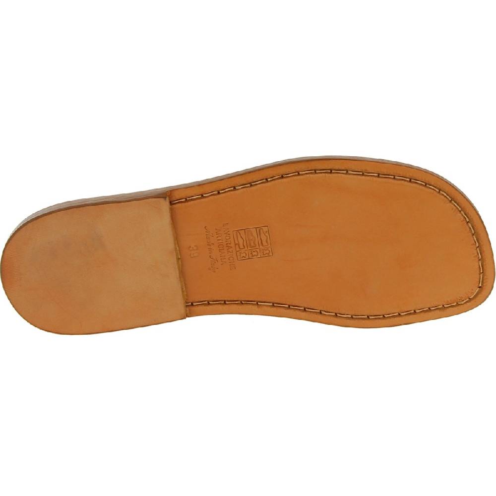Lartigiano Del Cuoio Ciabatte Da Uomo In Pelle Color Cuoio Realizzata A Mano In Italia