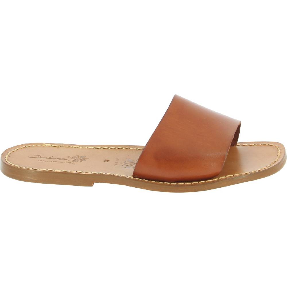 Lartigiano Del Cuoio Ciabatte Da Uomo In Pelle Di Vitello Color Cuoio Artigianali