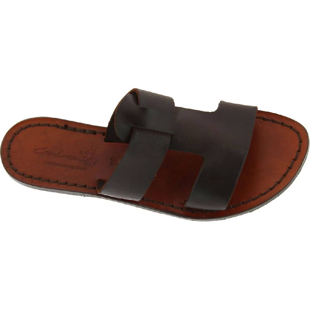 Lartigiano Del Cuoio Ciabatte Donna In Pelle Marrone Scuro Artigianali