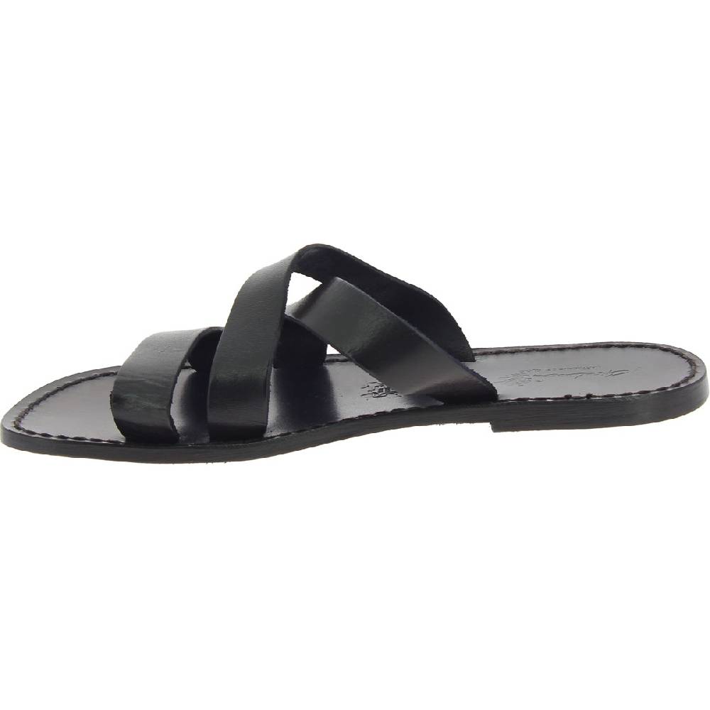 Lartigiano Del Cuoio Ciabatte In Pelle Nera Fatte A Mano In Italia