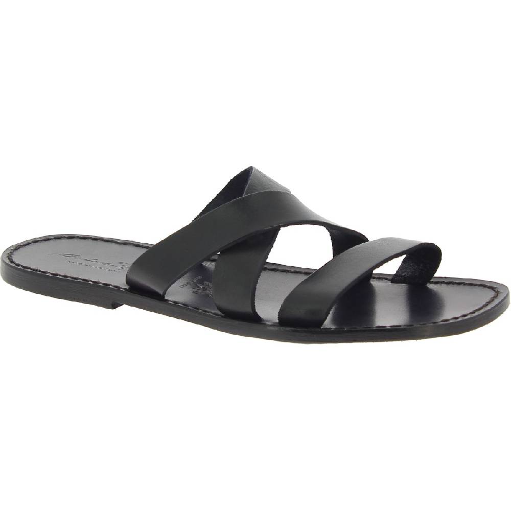 Lartigiano Del Cuoio Ciabatte in pelle nera fatte a mano in Italia