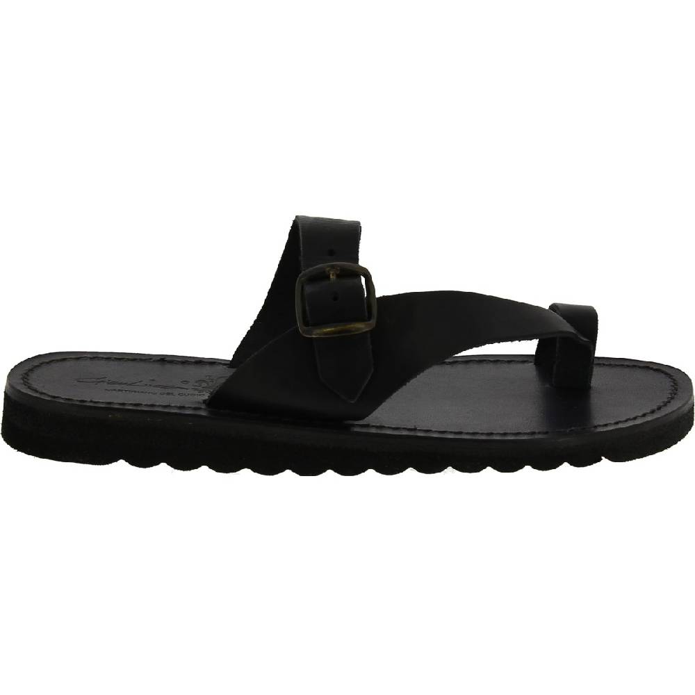 Lartigiano Del Cuoio Ciabatte Infradito Artigianali In Pelle Nera Con Fibbia