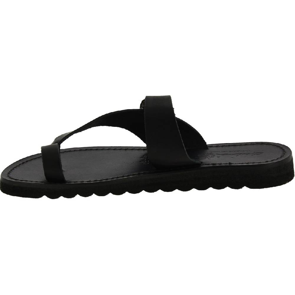 Lartigiano Del Cuoio Ciabatte Infradito Artigianali In Pelle Nera Con Fibbia