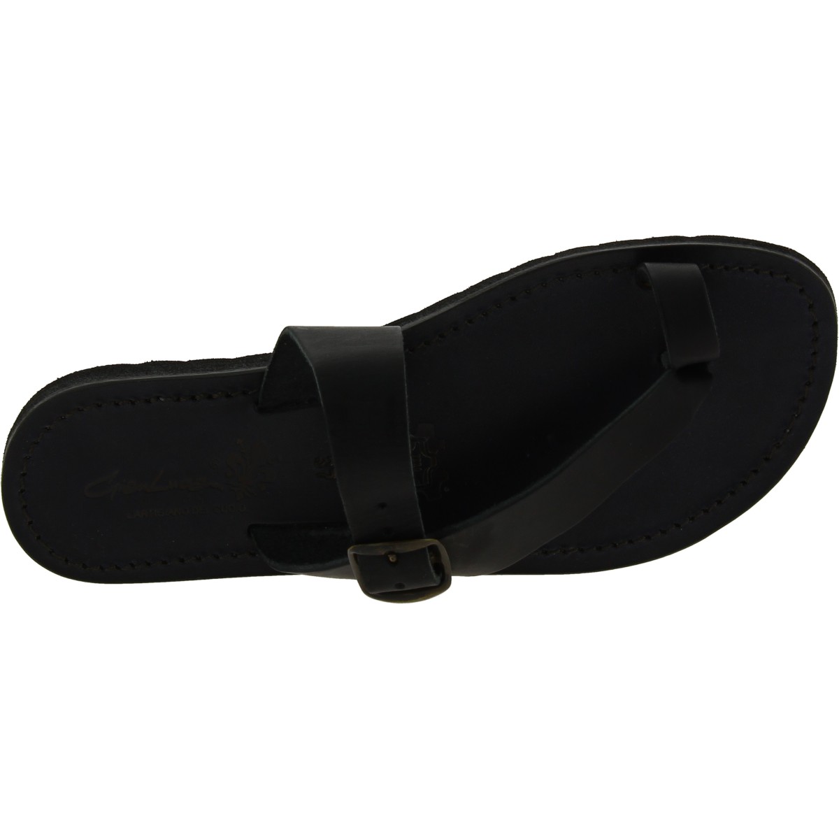 Lartigiano Del Cuoio Ciabatte Infradito Artigianali In Pelle Nera Con Fibbia