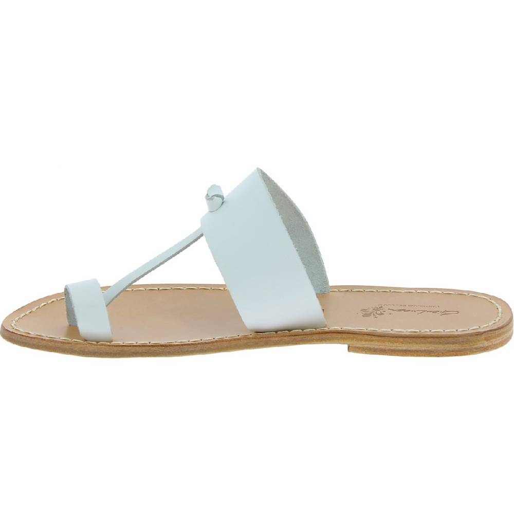 Lartigiano Del Cuoio Ciabatte Infradito Da Uomo In Pelle Bianca Fatti A Mano