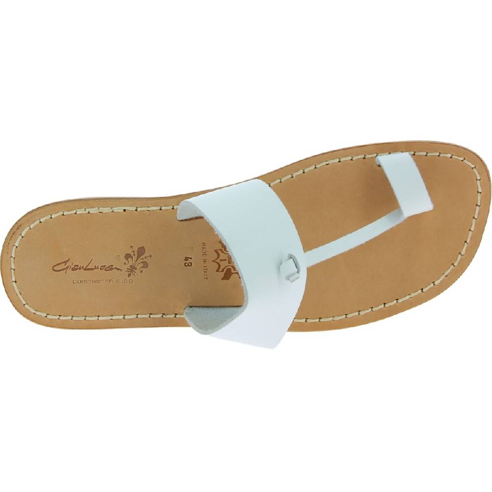 Lartigiano Del Cuoio Ciabatte Infradito Da Uomo In Pelle Bianca Fatti A Mano