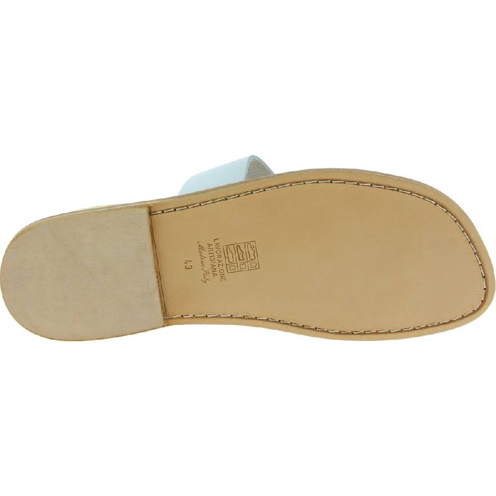 Lartigiano Del Cuoio Ciabatte Infradito Da Uomo In Pelle Bianca Fatti A Mano