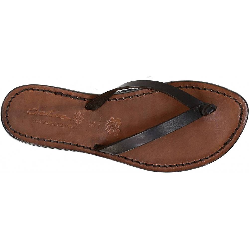 Lartigiano Del Cuoio Ciabatte Infradito Donna In Pelle Testa Di Moro