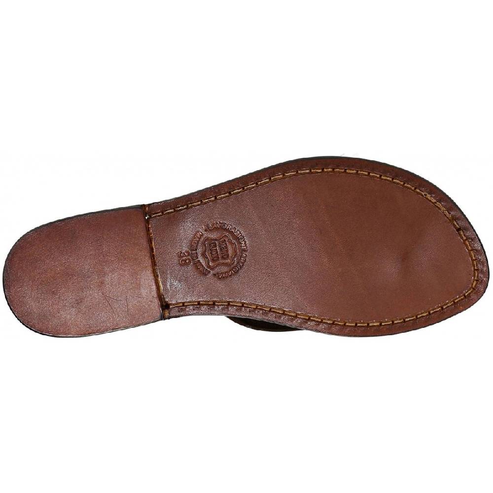 Lartigiano Del Cuoio Ciabatte Infradito Donna In Pelle Testa Di Moro