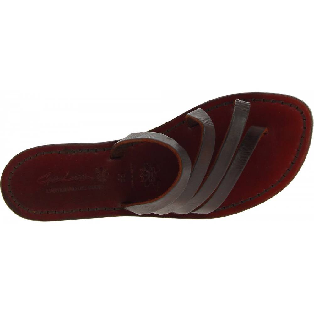 Lartigiano Del Cuoio Ciabatte Infradito Donna In Pelle Testa Di Moro Artigianali