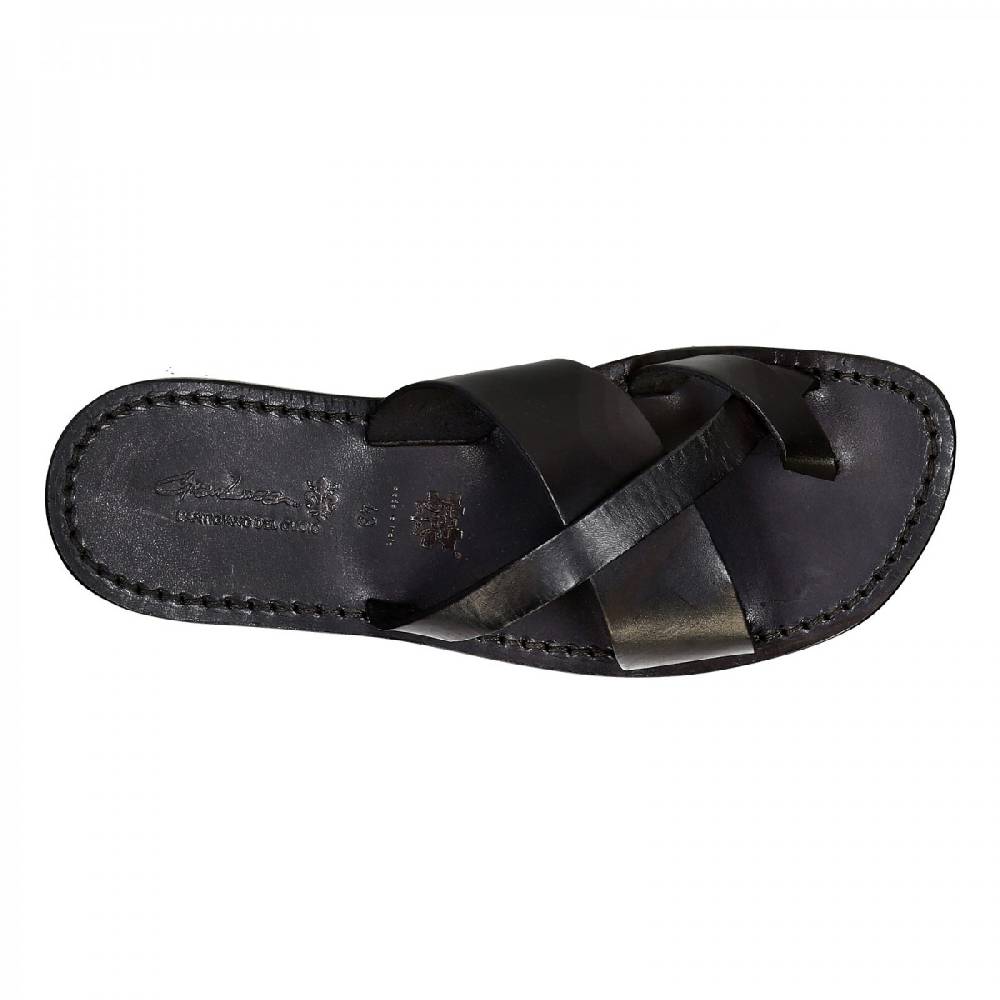 Lartigiano Del Cuoio Ciabatte Infradito Fatti A Mano In Italia In Pelle Nero Intrecciata Sull'alluce