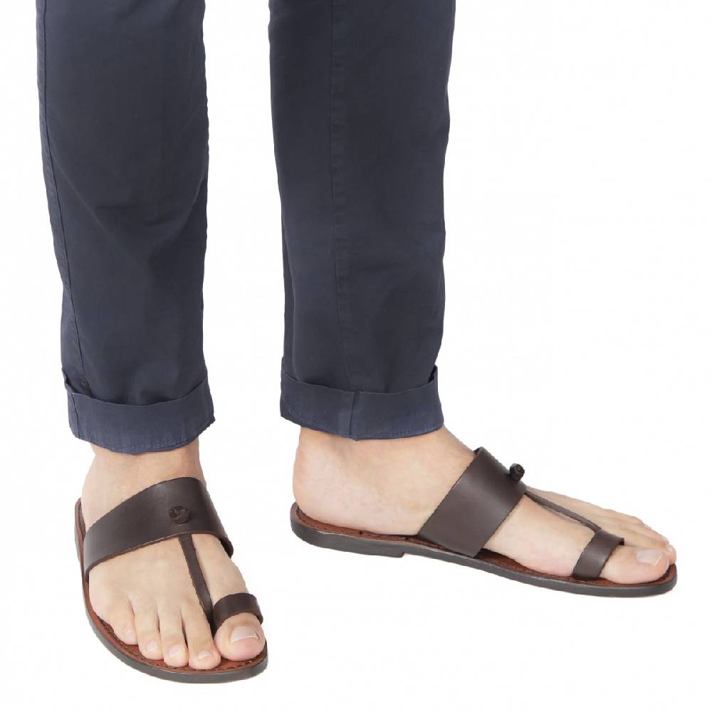 Lartigiano Del Cuoio Ciabatte Infradito Marroni Da Uomo In Pelle Fatti A Mano