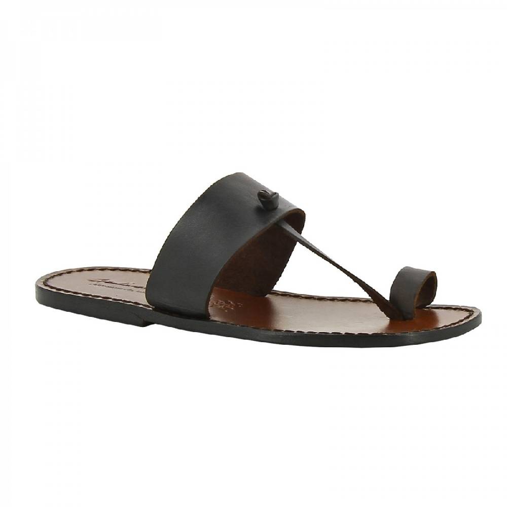 Lartigiano Del Cuoio Ciabatte infradito marroni da uomo in pelle fatti a mano