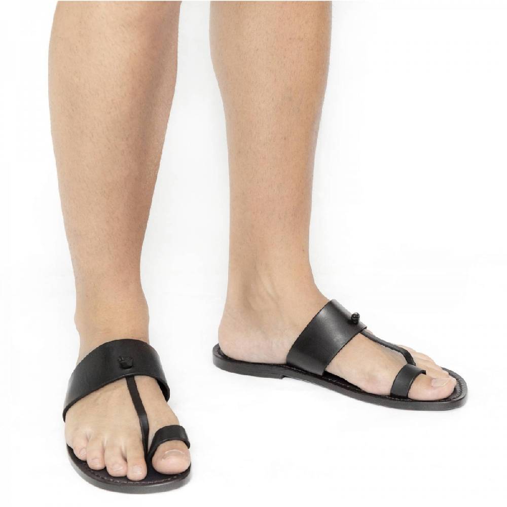 Lartigiano Del Cuoio Ciabatte Infradito Neri Da Uomo In Pelle Fatti A Mano