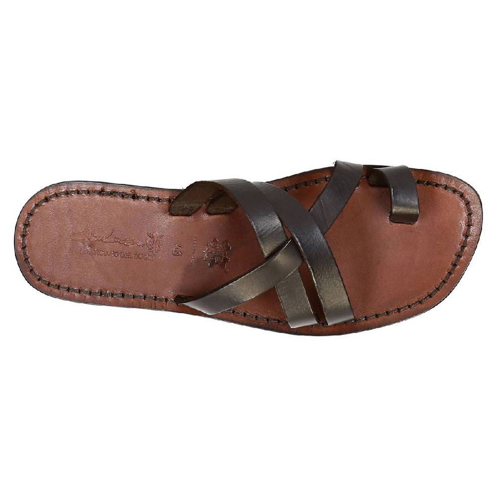 Lartigiano Del Cuoio Ciabatte Infradito Uomo Artigianali In Pelle Color Testa Di Moro