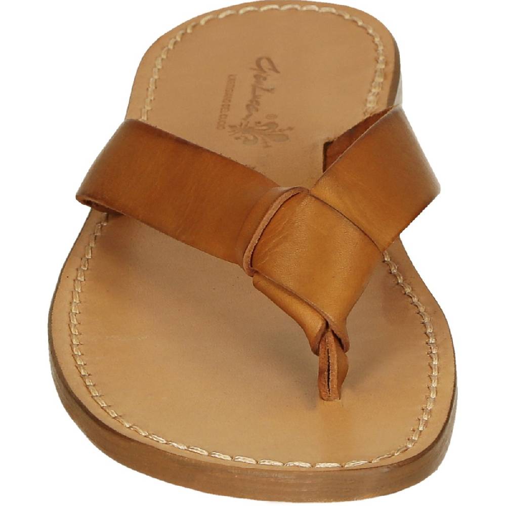 Lartigiano Del Cuoio Ciabatte Infradito Uomo In Pelle Color Cuoio Fatti A Mano