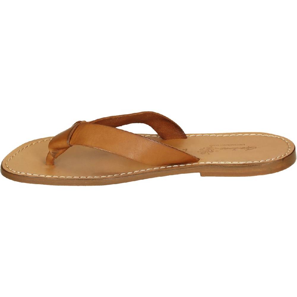 Lartigiano Del Cuoio Ciabatte Infradito Uomo In Pelle Color Cuoio Fatti A Mano