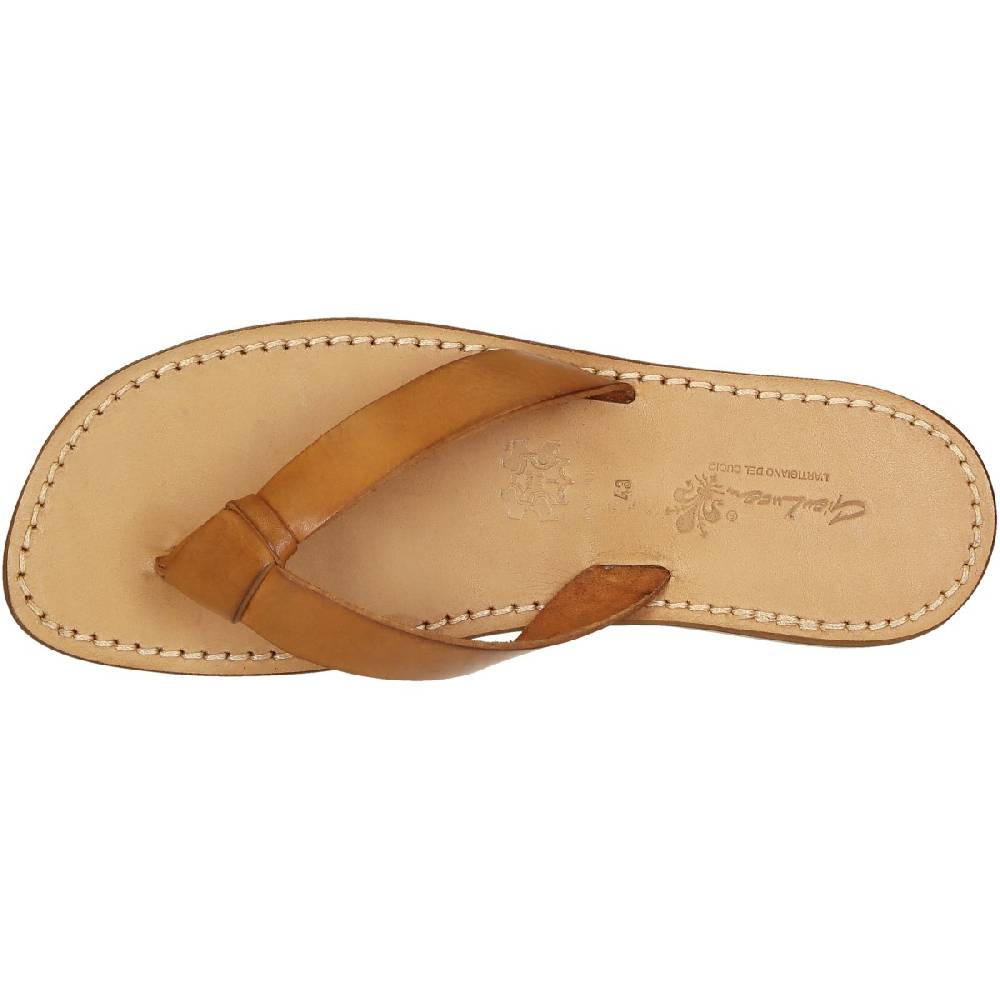 Lartigiano Del Cuoio Ciabatte Infradito Uomo In Pelle Color Cuoio Fatti A Mano