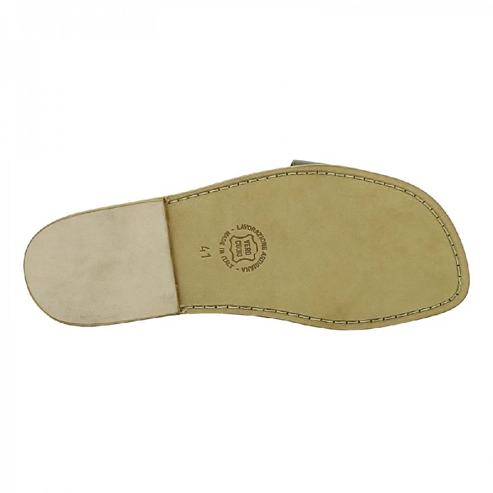 Lartigiano Del Cuoio Ciabatte Infradito Uomo In Pelle Color Fango Artigianali