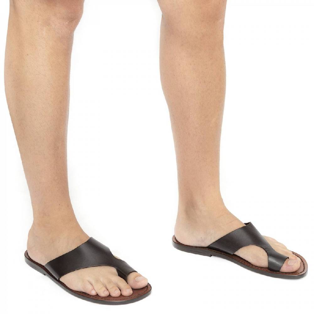 Lartigiano Del Cuoio Ciabatte Infradito Uomo In Pelle Marrone Artigianali