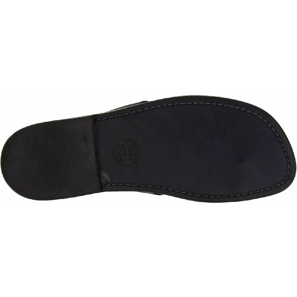 Lartigiano Del Cuoio Ciabatte Infradito Uomo In Pelle Nero Fatte A Mano